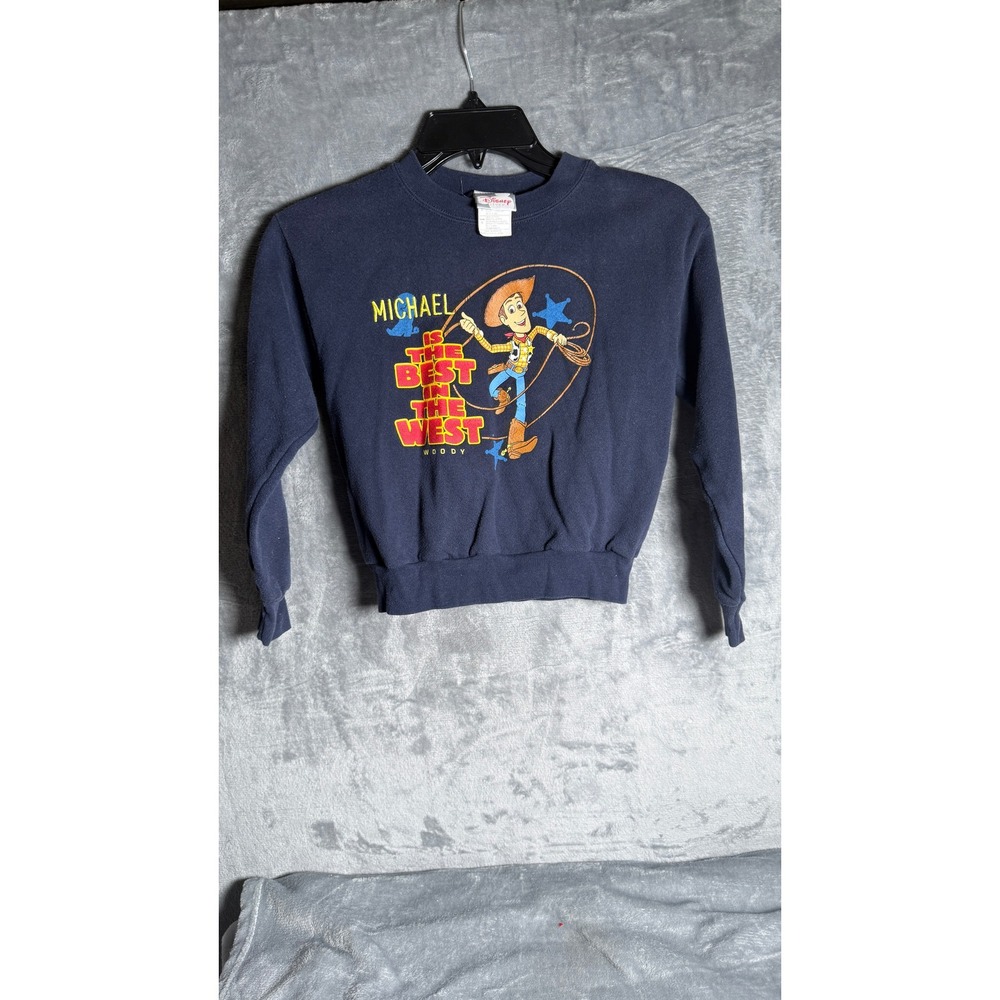 Disney Store Toy Story Sweatshirt Kids Small Blue Excellent Woody Pullover